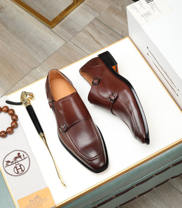 HM DOUBLE MONK STRAP RUSSET CALFSKIN
