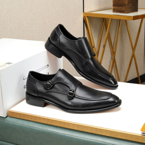 HM DOUBLE MONK STRAP BLACK CALFSKIN