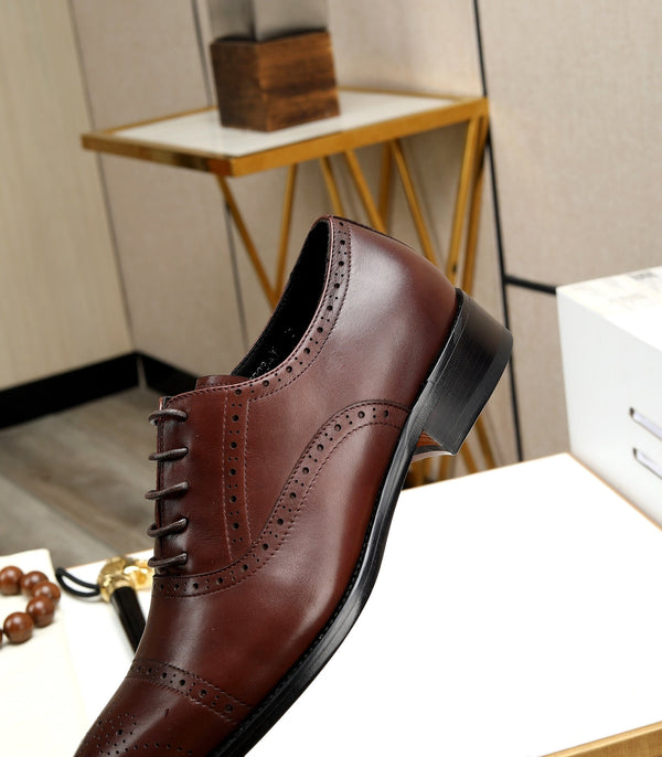 HM OXFORD LACE-UP RUSSET WITH PATTERN CALFSKIN
