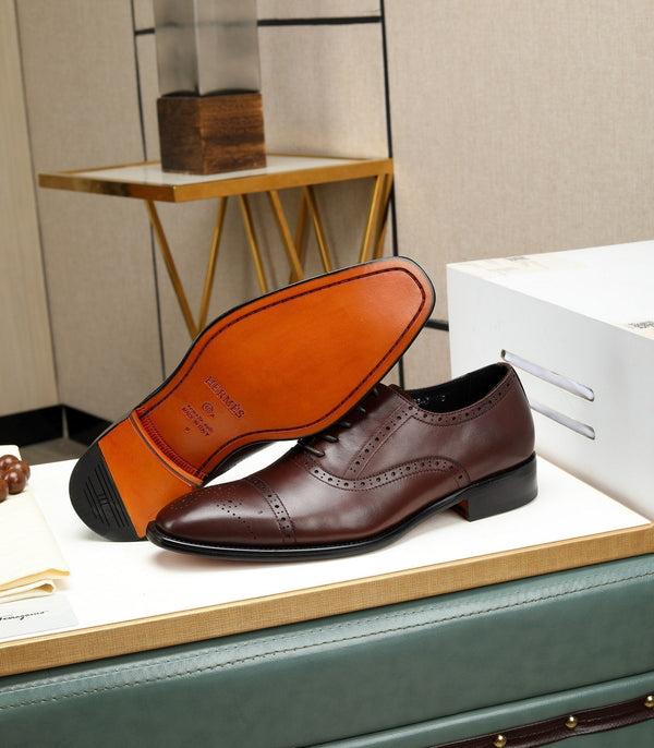 HM OXFORD LACE-UP RUSSET WITH PATTERN CALFSKIN