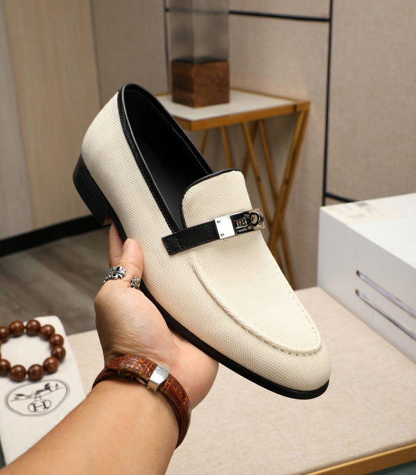 Mocassini HM Destin da uomo in pelle di vacchetta bianca 480427