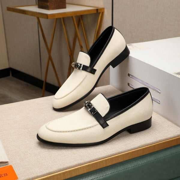Mocassini HM Destin da uomo in pelle di vacchetta bianca 480427