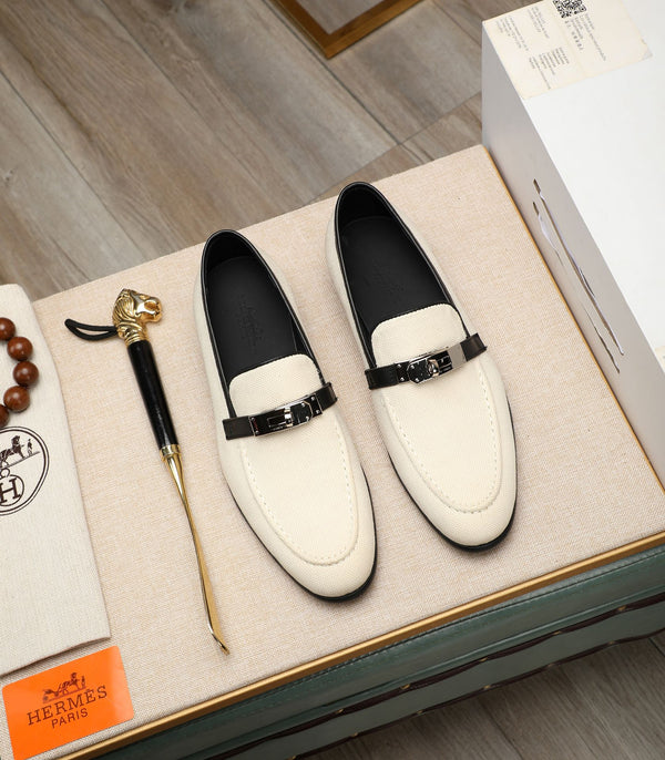 Mocassini HM Destin da uomo in pelle di vacchetta bianca 480427