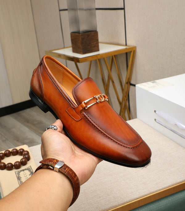 Mocassino GG Phyllis da uomo in pelle di vacchetta marrone 526007