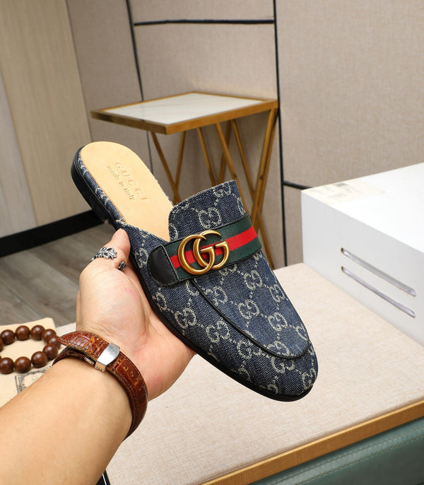 GG Uomo Interlocking GG Mule Blu Denim 111476