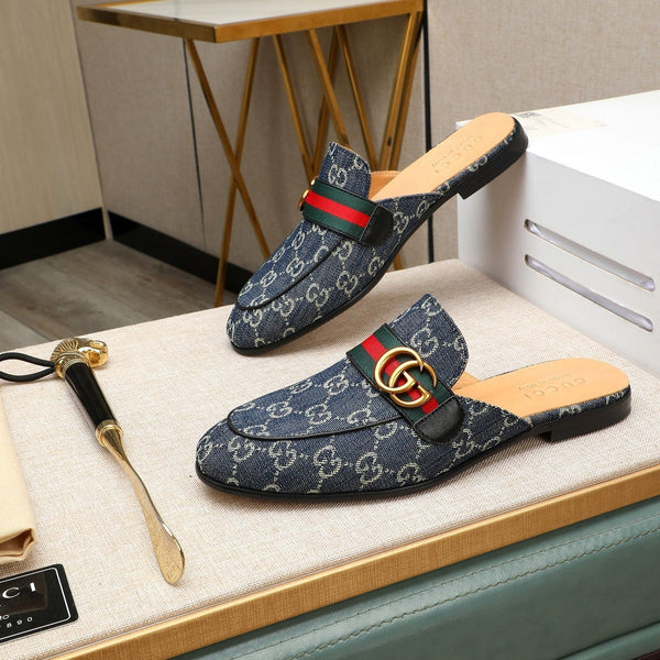 GG Uomo Interlocking GG Mule Blu Denim 111476