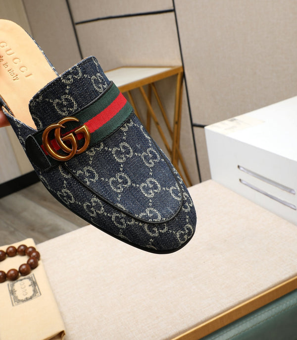 GG Uomo Interlocking GG Mule Blu Denim 111476