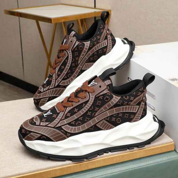 LV TRAINER IN PELLE DI VITELLO MARRONE CIOCCOLATO E RETE TRASPIRANTE