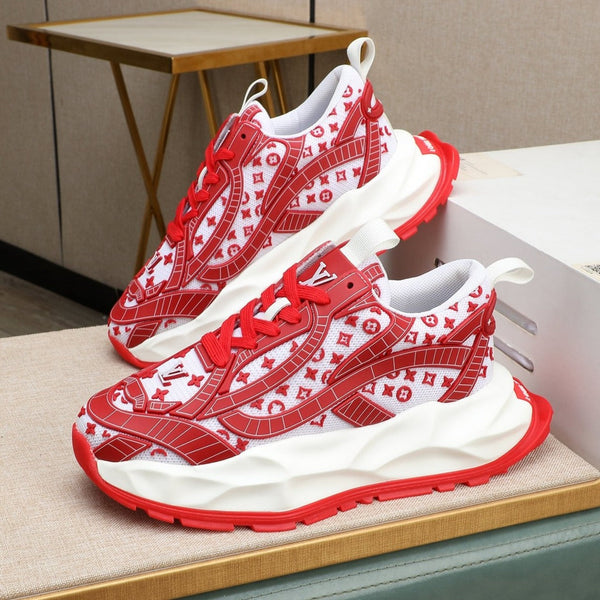 LV TRAINER BIANCO MIX ROSSO PELLE DI VITELLO E RETE TRASPIRANTE