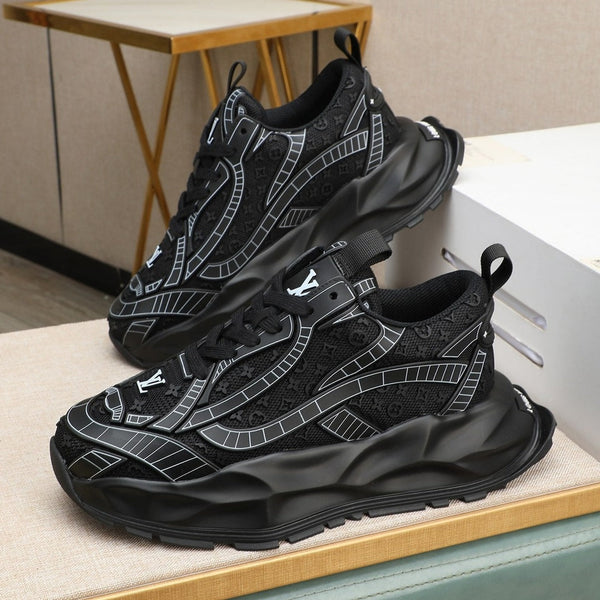 LV TRAINER IN PELLE DI VITELLO NERA E RETE TRASPIRANTE