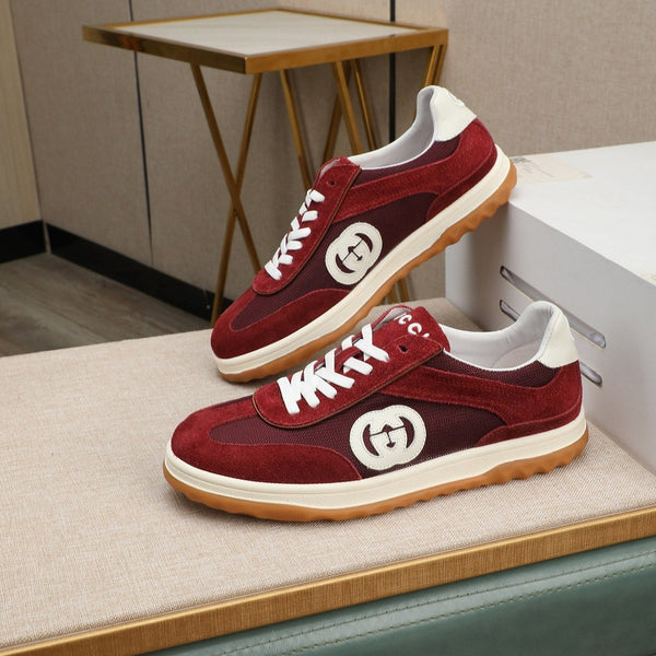 Sneaker GG G75 da uomo in pelle scamosciata rossa 270521