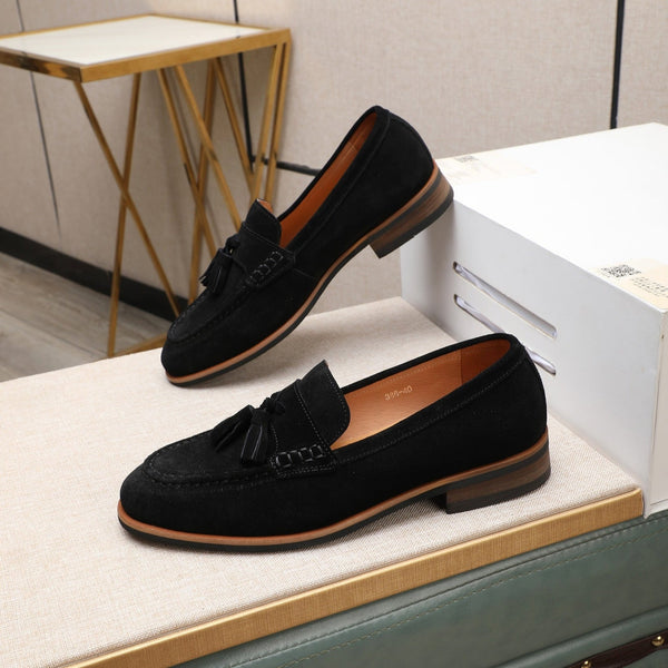 GG Men's Tassel Loafer Black Suede 440167