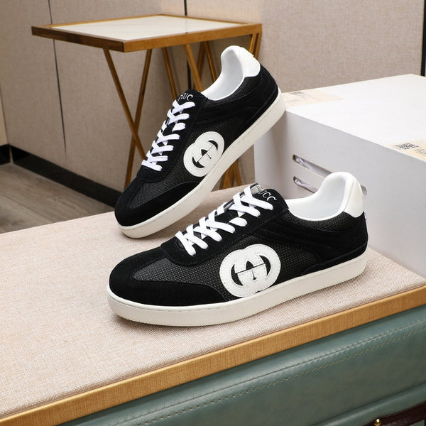 Sneaker GG G75 da uomo in pelle scamosciata nera e bianca 477879