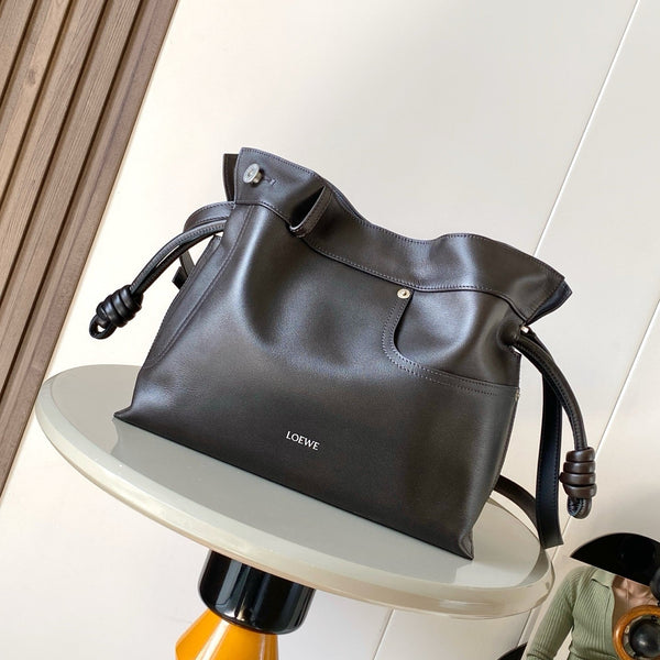 Loewe Panta Medium 30 Flamenco Clutch Bag Chocolate Calfskin