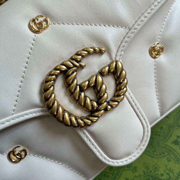 BORSA GG MARMONT MEDIUM 26 IN PELLE DI AGNELLO BIANCA
