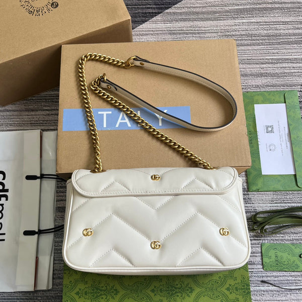 BORSA GG MARMONT MEDIUM 26 IN PELLE DI AGNELLO BIANCA