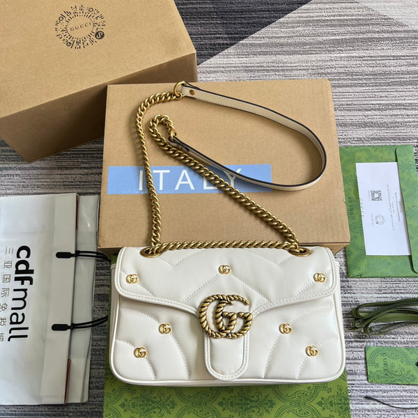 BORSA GG MARMONT MEDIUM 26 IN PELLE DI AGNELLO BIANCA