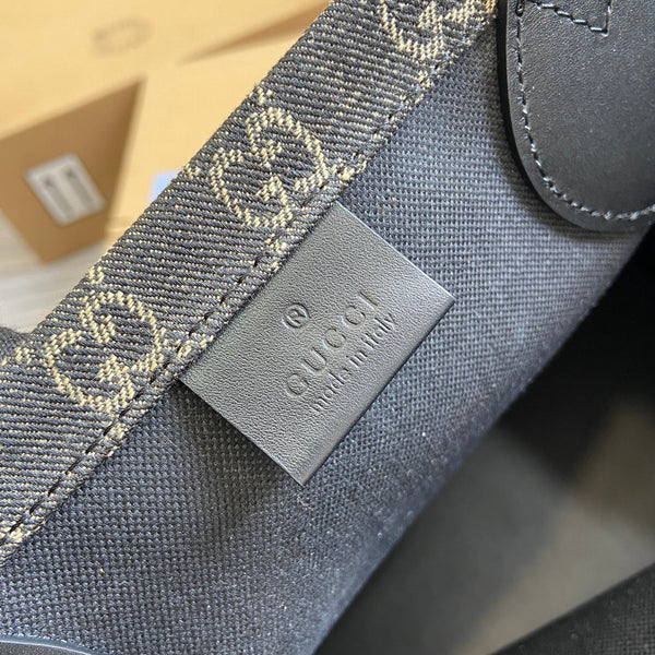 BORSA TOTE GRANDE OPHIDIA GG 41 IN DENIM NERO