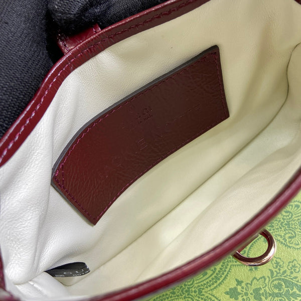 BORSA MINI JACKIE NOTTE 19 IN PELLE DI VITELLO LACCATA SCREPOLATA COLOR VINO ROSSO E FERRAMENTA ORO