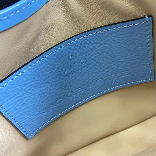 BORSA MINI JACKIE NOTTE 19 IN PELLE DI VITELLO LACCATA SCREPOLATA BLU OCEANO CON FERRAMENTA ORO