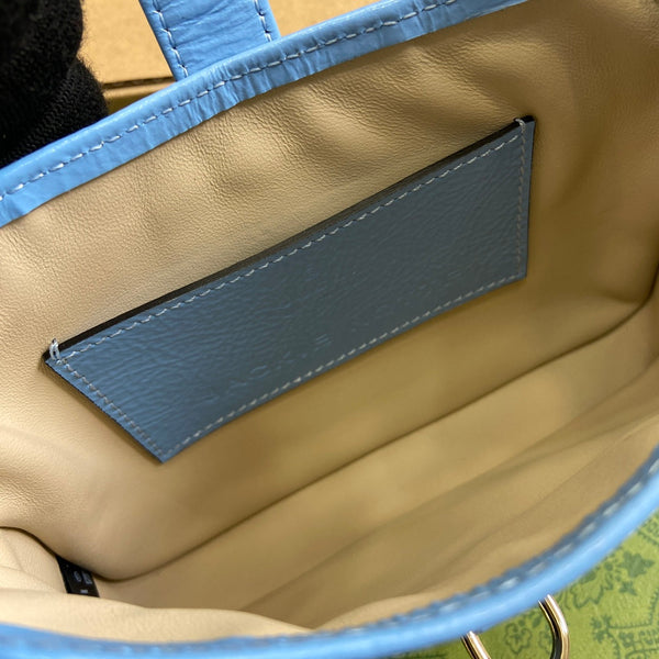 BORSA MINI JACKIE NOTTE 19 IN PELLE DI VITELLO LACCATA SCREPOLATA BLU OCEANO CON FERRAMENTA ORO