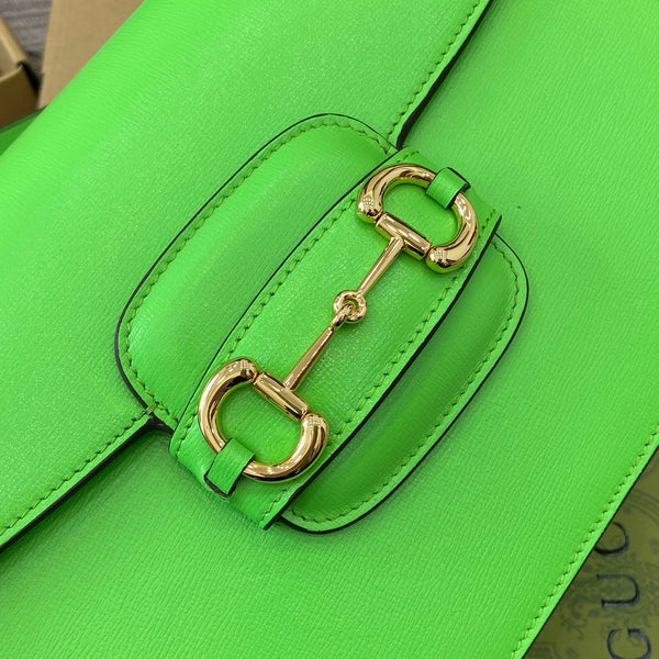 BORSA A TRACOLLA HORSEBIT 1955 25 IN PELLE DI AGNELLO VERDE TIMO E FERRAMENTA ORO