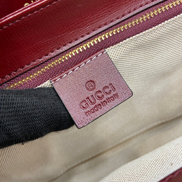 BORSA A TRACOLLA HORSEBIT 1955 25 IN PELLE DI AGNELLO ROSSO VINO CON FERRAMENTA ORO