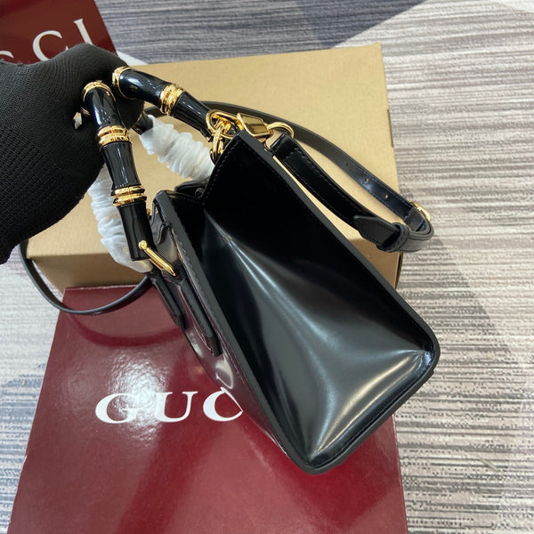 Borsa Gucci Bamboo in pelle nera 339651