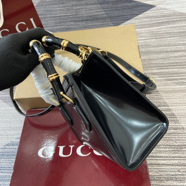 Borsa Gucci Bamboo in pelle nera 339651
