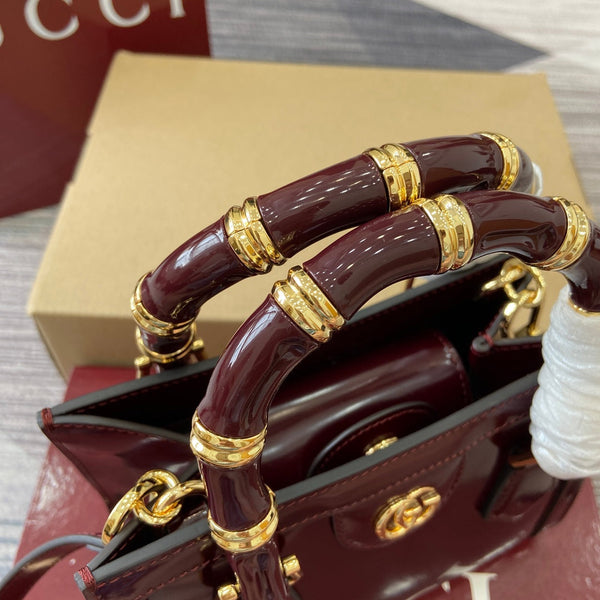 Borsa Gucci Bamboo Rosso Ancora Pelle Rossa 339649
