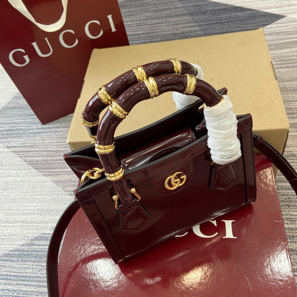Borsa Gucci Bamboo Rosso Ancora Pelle Rossa 339649