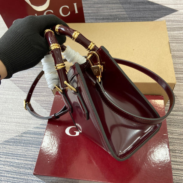 Borsa Gucci Bamboo Rosso Ancora Pelle Rossa 339649