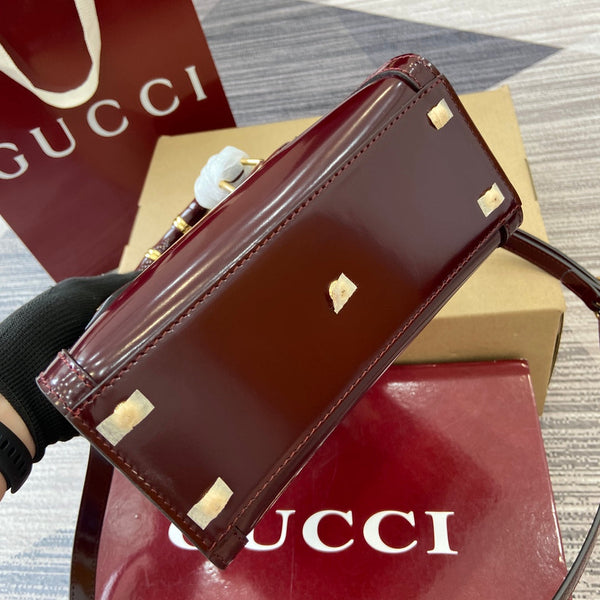 Borsa Gucci Bamboo Rosso Ancora Pelle Rossa 339649