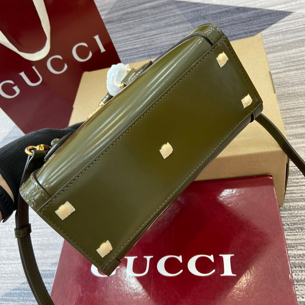 Borsa Gucci Bamboo in pelle verde scuro 339650