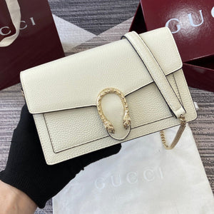 GG Dionysus Chain bag 20cm White Grained Leather 339613
