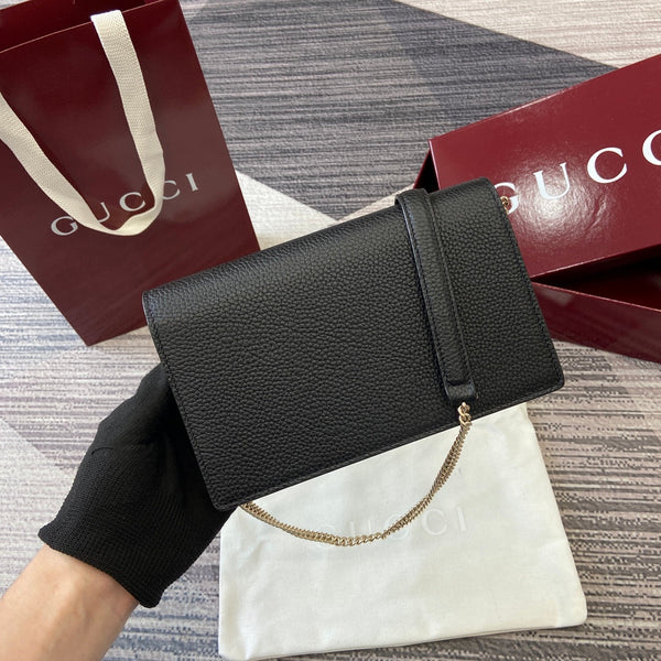 GG Dionysus Chain bag 20cm Black Grained Leather 339611