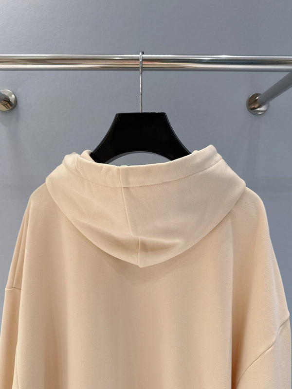 Felpa con cappuccio e logo Celine 25 Letter in misto cotone beige e nero