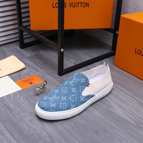 LV LOAFERS IN LIGHT BLUE DENIM AND WHITE CALFSKIN