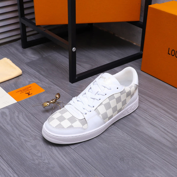 SCARPE DA ginnasta LV IN PELLE DI VITELLO DAMIER GRIGIO MIX BIANCO