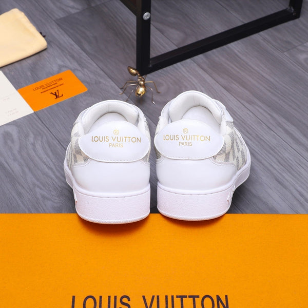 SCARPE DA ginnasta LV IN PELLE DI VITELLO DAMIER GRIGIO MIX BIANCO