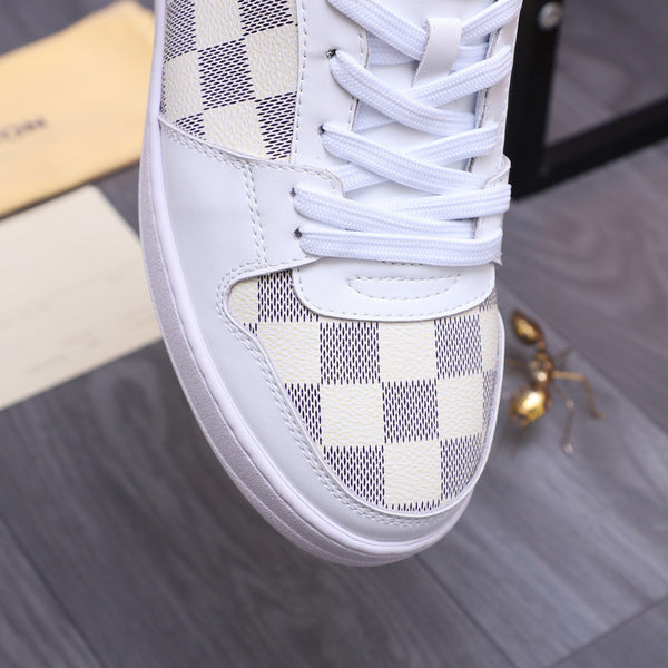 SCARPE DA ginnasta LV IN PELLE DI VITELLO DAMIER GRIGIO MIX BIANCO