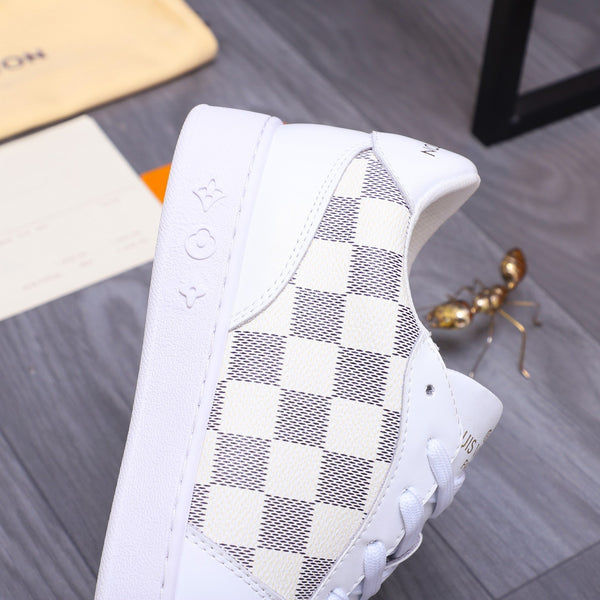 SCARPE DA ginnasta LV IN PELLE DI VITELLO DAMIER GRIGIO MIX BIANCO