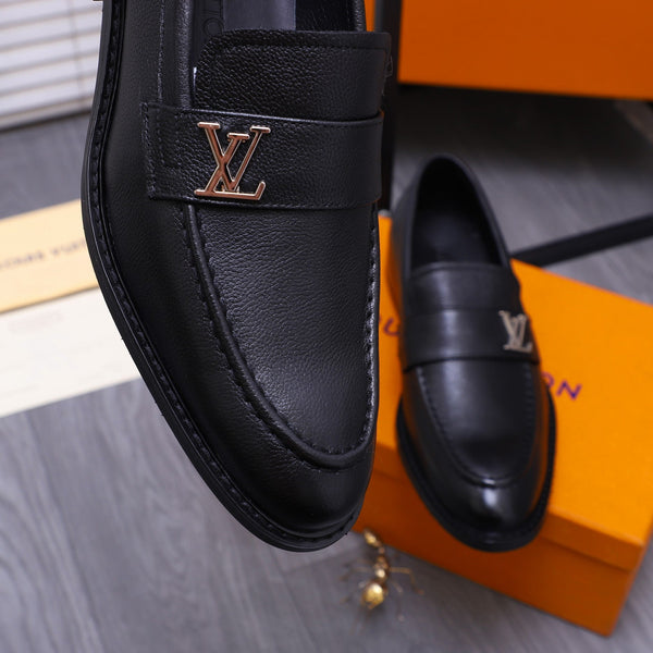 LV SAINT GERMAIN LOAFER BLACK GRAIN CALFSKIN WITH SILVER LOGO