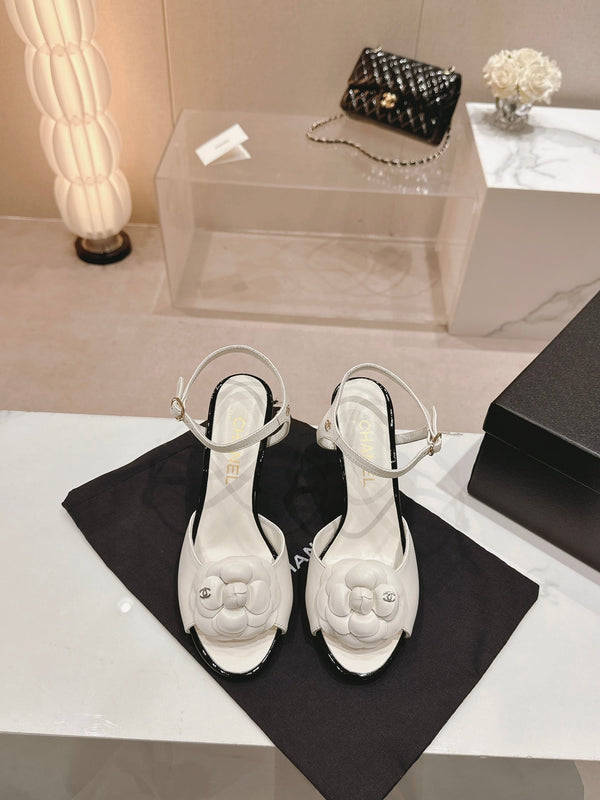 sandalo slingback cc flower 85 pelle di vitello bianca