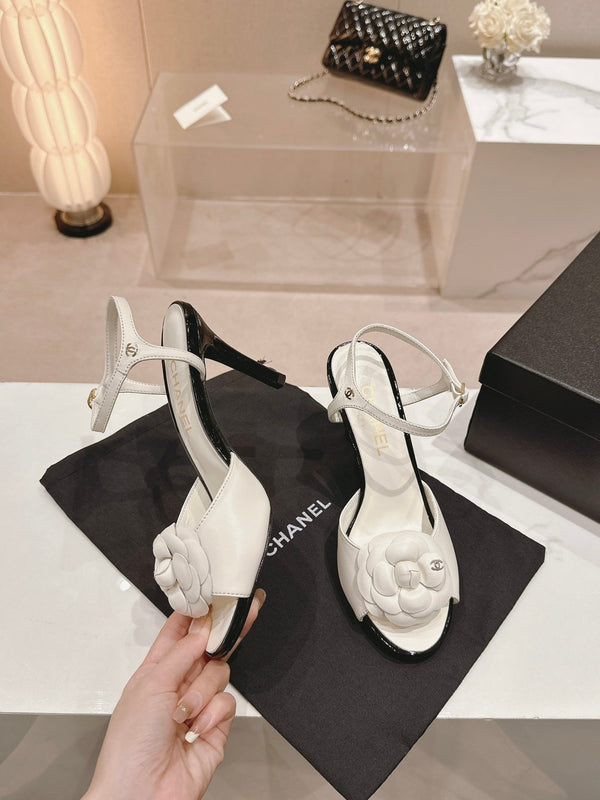 sandalo slingback cc flower 85 pelle di vitello bianca