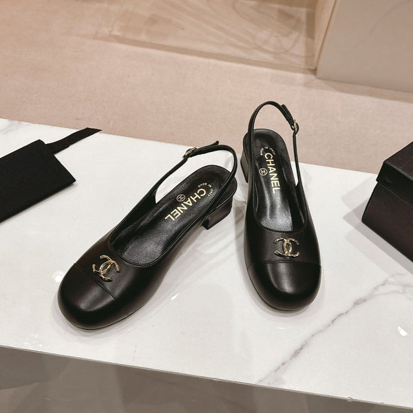 CC 2024 SLINGBACKS 40MM IN PELLE DI AGNELLO NERA