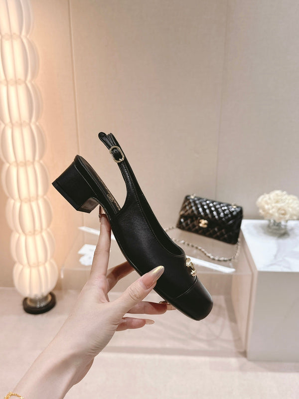 CC 2024 SLINGBACKS 40MM IN PELLE DI AGNELLO NERA