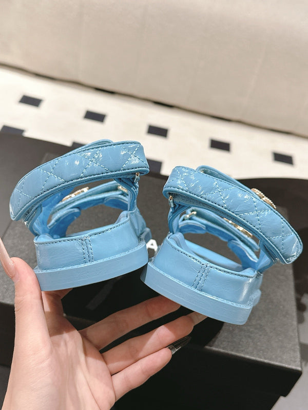 cc 25p logo with pearl sandal blue leather 237588
