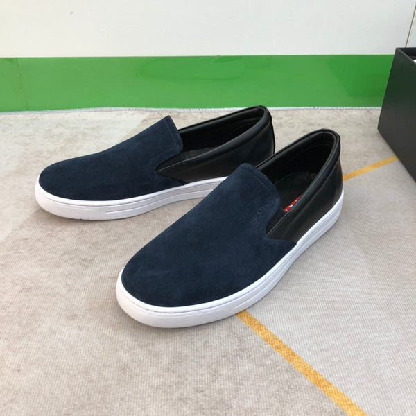 PRA LOAFER IN MIDNIGHT BLUE SUEDE AND BLACK CALFSKIN