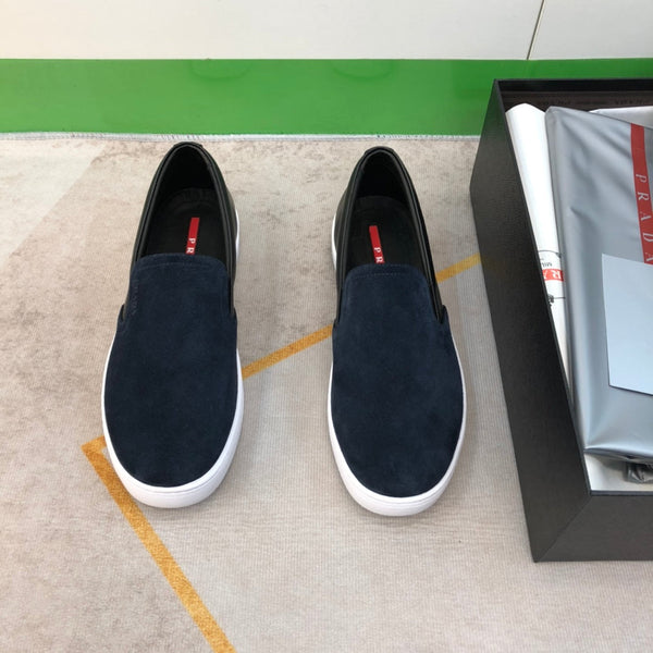 PRA LOAFER IN MIDNIGHT BLUE SUEDE AND BLACK CALFSKIN